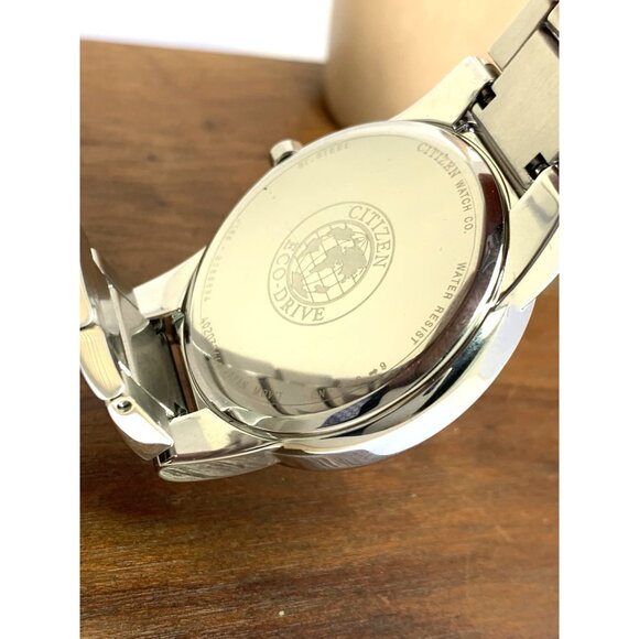 Citizen Men's Watch AU1060-51G Eco Drive Diamond Accent Black Dial Silver Steel - Picture 7 of 14